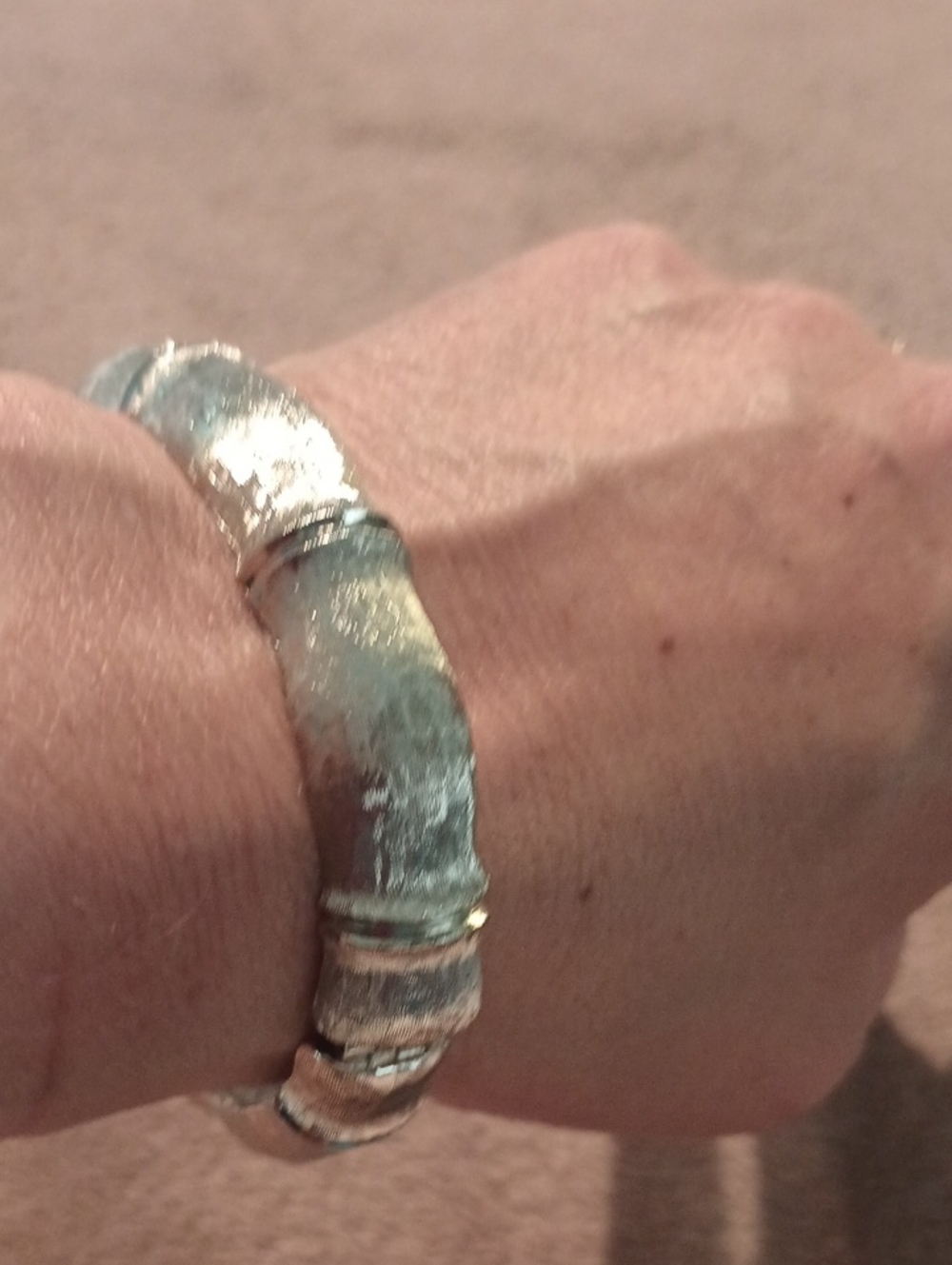 Napier Brushed Silver-Tone Patina Bamboo Bangle Bracelet - Women's Jewelry